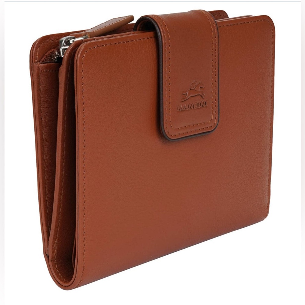 Mancini Women’s Sonoma RFID Secure Clutch Wallet. Tan.